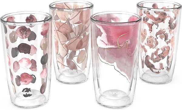 Caneca térmica isolada de parede dupla Tervis Spring Spice fabricada nos EUA mantém bebidas frias e quentes, 16oz - pacote com 4 unidades, Sortidas.