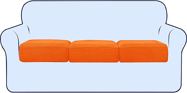 Capas de almofada elástica subrtex para sofá macio, protetor de assento de sofá para 1-2-3 lugares com fundo elástico (Laranja, 3 unidades)