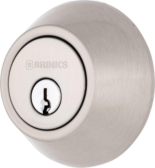 BRINKS - Fechadura de segurança de cilindro único transicional, níquel acetinado - Construída para proteção residencial rigorosa com segurança de nível ANSI 2 (E2401-119)