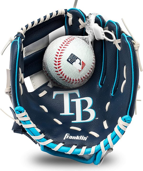 Conjunto de luva e bola de beisebol e tee para jovens da MLB da Franklin Sports - Luva e bola de beisebol e tee para crianças - Luva infantil perfeita - 9,5