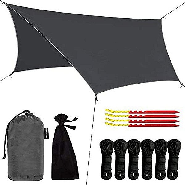 Lona de chuva para atividades ao ar livre da Suíça | Abrigo impermeável para camping em barraca | Leve e fácil de montar para rede, mochilão ou equipamento de acampamento | Qualidade premium 12 x 9 ft | Cin