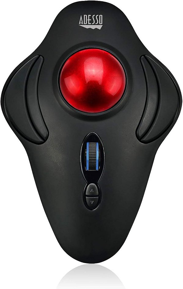 Mouse Ergonômico de Trackball de Dedo sem Fio Adesso iMouse T40 com Receptor USB Nano, Design de 7 Botões Programáveis ​​e Interruptor de DPI de 5 Níveis, para Mão Esquerda e Direita
