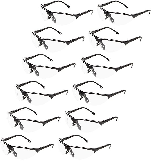 Óculos de Segurança para Tiro Anti-Embaçante Amazon Basics R200, Proteção para os Olhos, Lentes Claras, 12 Unidades, 6,63 x 6,13 x 1,75 polegadas.