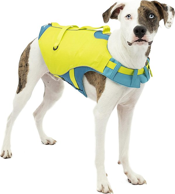Colete salva-vidas para cães Kurgo Surf n' Turf - Colete salva-vidas para natação e passeios de barco - Colete salva-vidas para cães com alça de resgate e detalhes refletivos
