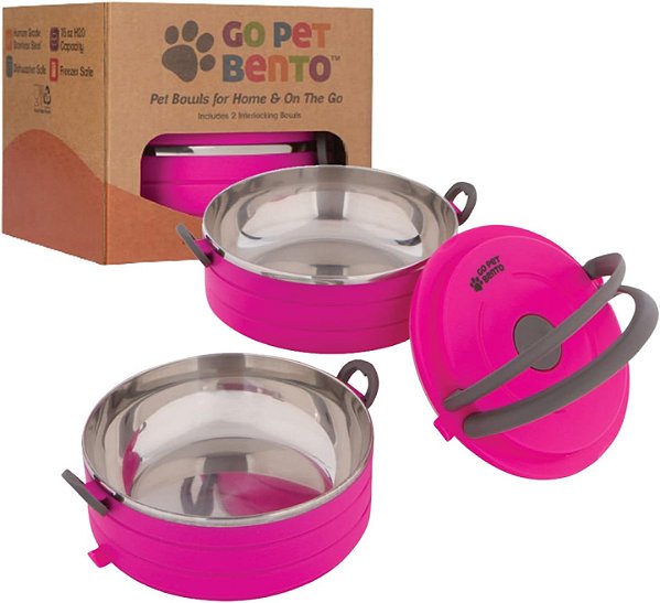Tigelas de Viagem para Cachorro da Healthy Human | Tigelas Bento Go Pet em Aço Inoxidável | Tigelas de Comida para Cachorro Empilháveis | Tigelas de Água Portáteis à Prova de Vazamentos | Conjunto