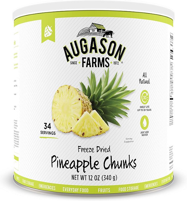 Augason Farms - Pedacinhos de Abacaxi Liofilizados 12 oz