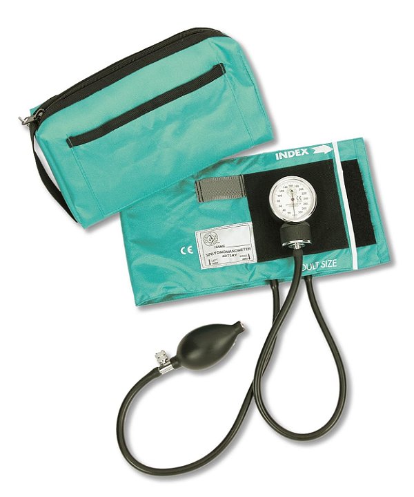 Esfigmomanômetro Prestige Medical 882-TEA com estojo de transporte coordenado com a cor, cor azul escuro.