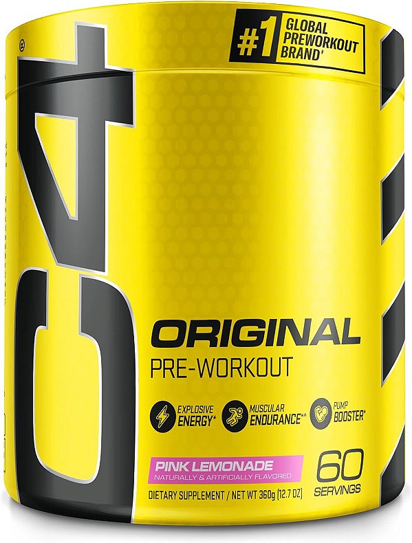 Pó pré-treino Cellucor C4 Original Pink Lemonade com vitamina C para suporte imunológico, sem açúcar, energia pré-treino para homens e mulheres, 150mg de cafeína + beta-alanina + creatina,