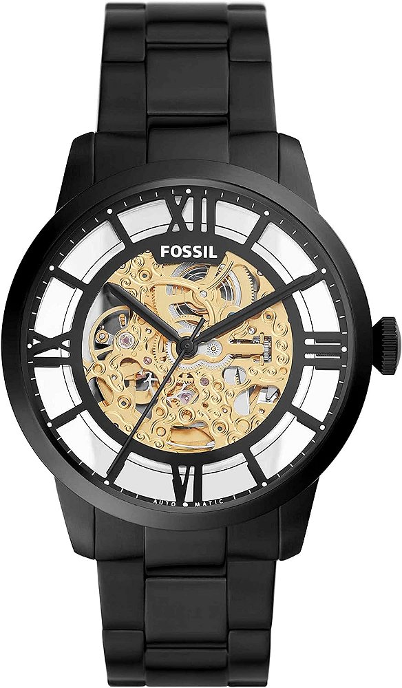 Relógio Automático Masculino Fossil Townsman com Movimento Mecânico e Mostrador Esqueletizado
