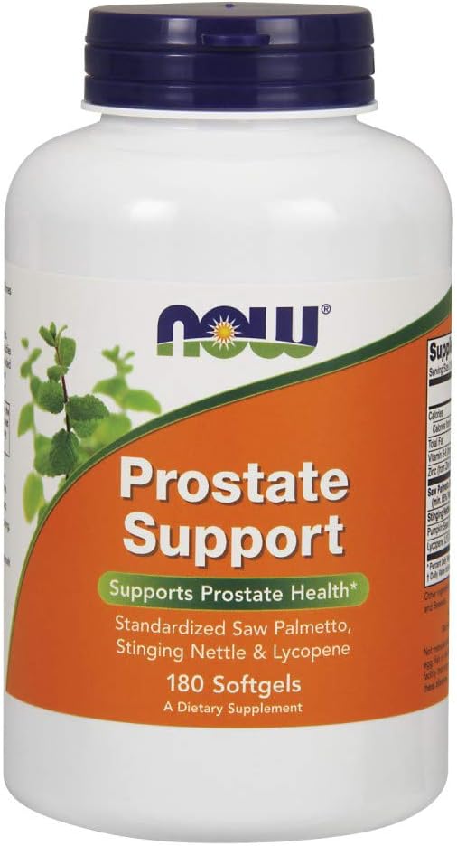 Suplemento da NOW, Suporte para Próstata, com Saw Palmetto Padronizado, Urtiga & Licopeno, 180 Cápsulas Gelatinosas