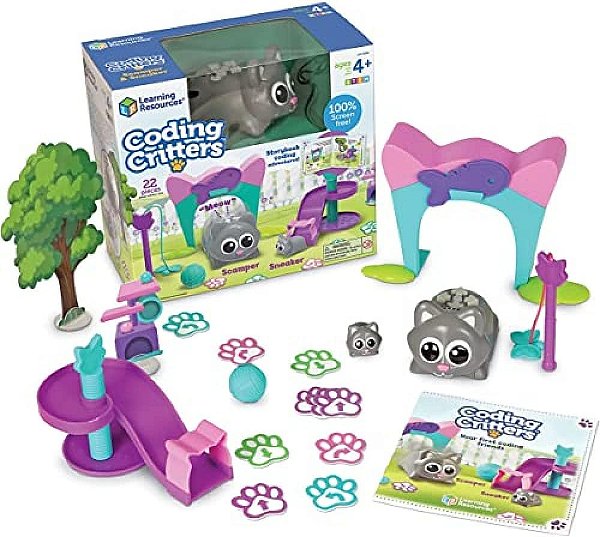 Recursos de Aprendizagem Codificação de Animais Scamper & Sneaker - 22 Peças, Idade 4+ Jogos Educacionais de Aprendizagem, Brinquedo de Codificação Inicial sem Tela para Crianças, Pet de Codificação