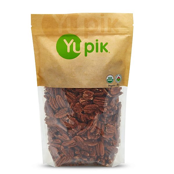 Nozes orgânicas cruas Pecans Yupik, pedaços grandes, 2,2 lb, não transgênicas, veganas, sem glúten.