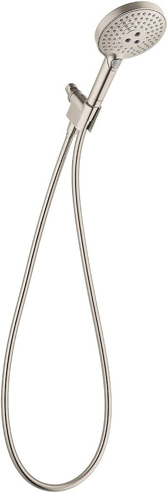 Chuveiro manual ajustável hansgrohe Raindance Select S de 5 polegadas Moderno conjunto com 3 spray PowderRain, Completo e Massagem Fácil instalação com mangueira em níquel escovado, 1,75 GPM, 049