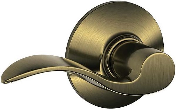 Empresa de Fechaduras SCHLAGE Acc 609 - Maçaneta de Porta Reversível F10 Flat Wave, Sólida, em latão antigo - F10 ACC 609