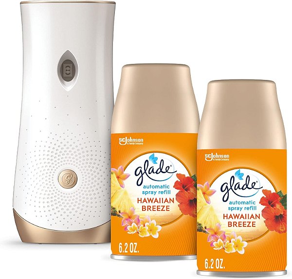 Kit de Recarga e Suporte Glade Automatic Spray, Aromatizante de Ar para Casa e Banheiro, Brisa Havaiana, 6.2 Oz, 2 Unidades