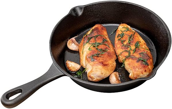 Frigideira de ferro fundido Met Lux de 7,75 polegadas, pré-temperada - Com alça, com bicos de despejo, frigideira de ferro fundido preta, para cozinha, para cozinhar dentro ou