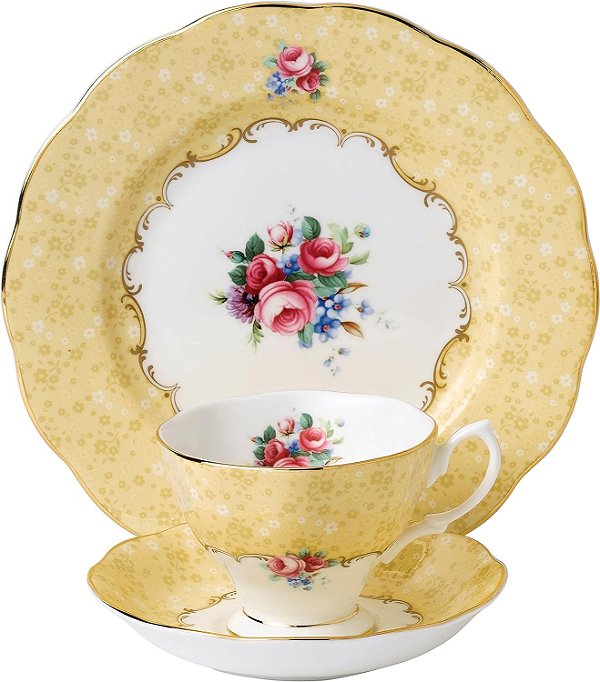 Conjunto de 3 peças Royal Albert 100 anos 1990 (Xícara, pires e prato 8)