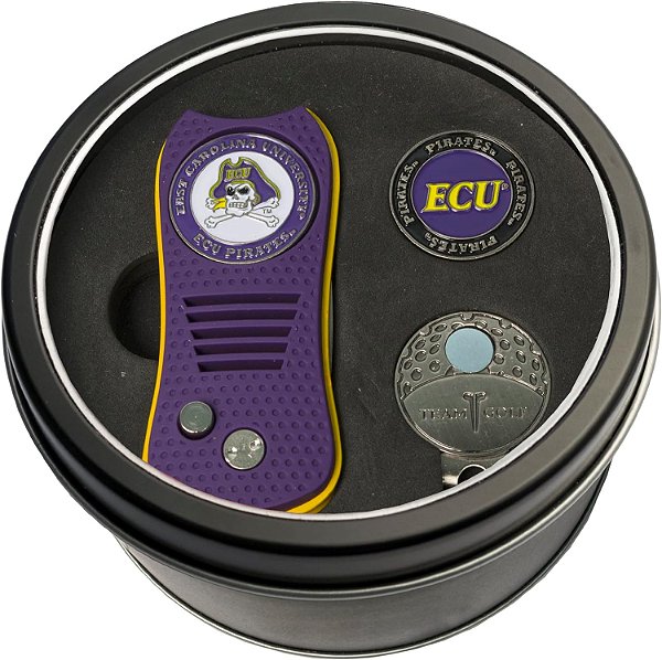 Conjunto de Presente NCAA de Golfe da Equipe - Ferramenta Switchblade Divot, Clip para Boné e 2 Marcadores de Bola de Esmalte de Dois Lados, Design Patenteado, Menos Dano aos Greens, Mecanismo