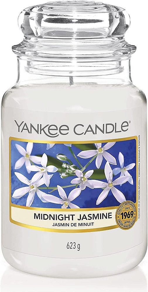 Vela Grande de Único Pavio, de 22oz, com Fragrância de Jasmim à Meia-Noite da Yankee Candle, Mais de 110 Horas de Queima