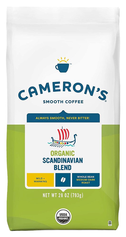 Café em grãos torrados Cameron's Coffee, Scandinavian Blend, 28 onças, (pacote de 1)