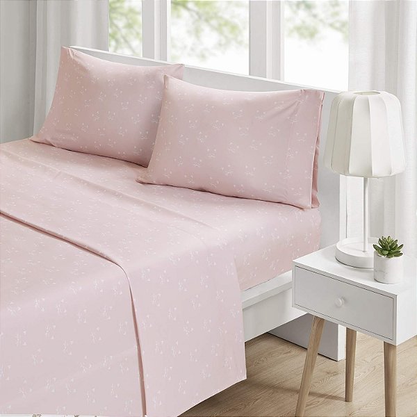 Jogo de lençóis aconchegantes de microfibra com design inteligente, roupa de cama moderna para todas as estações e fronhas, bolso elástico premium de 14 que serve para colchões de até 16, conjunto de
