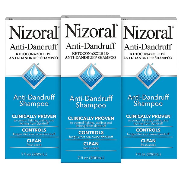 Shampoo Anti-Caspa Nizoral com 1% de Ketoconazol, Fragrância Fresca, 21 Fl Oz (Pack com 3)