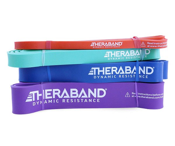 Faixas de Resistência THERABAND de Alta Resistência, Conjunto de 4 Faixas Elásticas Super para Melhorar a Flexibilidade, Reabilitação de Lesões e Treinos de Corpo Inteiro, Faixas de Alongamento de Alta Resist