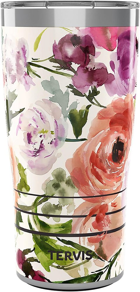 Tervis Viajante Kelly Ventura Coleção Floral Triplo Walled Isolado Copo de Viagem Mantém Bebidas Geladas e Quentes, 20oz, Rosa Heather