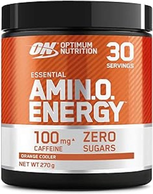Optimum Nutrition Amino Energy - Pré-treino com Chá Verde, BCAA, Aminoácidos, Amigável ao Keto, Extrato de Café Verde, Pó Energético - Sabor Laranja Refrescante, 30 porções (Embalagem