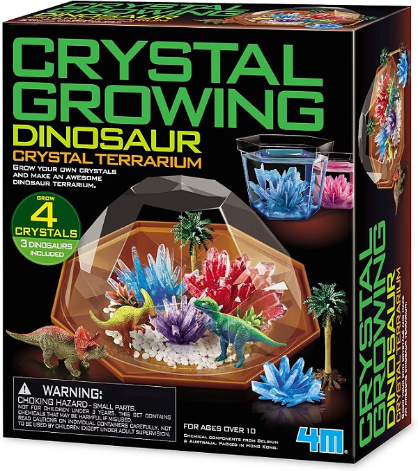 Kit de experimento científico educacional de laboratório DIY de brinquedos STEM para crianças, 3854 Crescimento de cristais em um terrário de dinossauro 4M