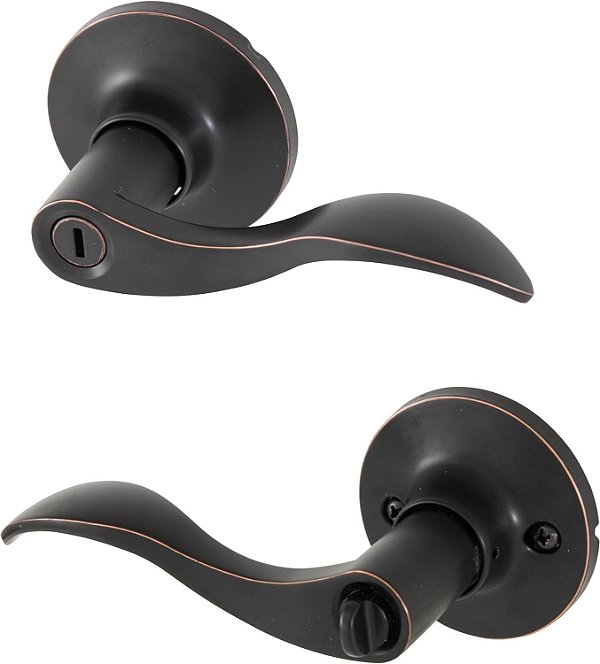 Maçaneta de porta Honeywell 8106402 com privacidade Wave, bronze esfumaçado com óleo