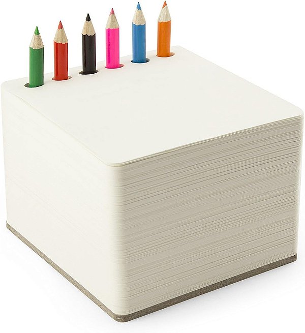 Bloco de Desenho Quadrado Chunky jOTBLOCK da Three by Three Seattle: Com 6 lápis de cor para memos, notas, desenhos, cartas e escritório (550 folhas)