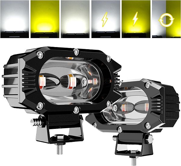 Luzes de trabalho LED 4 Polegadas SLARY 2PCS, Luzes de inundação de fileira única branca/amarela piscando, pods de estrobo com fiação para caminhão, 4x4, SUV, ATV, fora de estrada