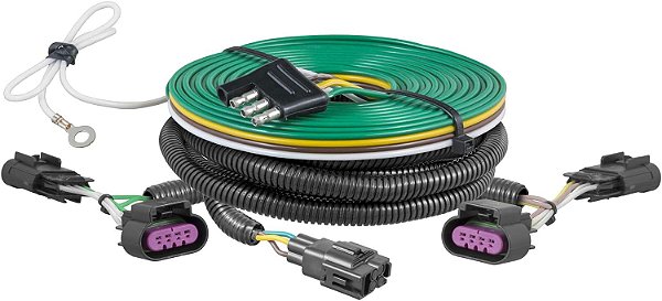 CURT 58900 Conjunto de cabos de reboque personalizado para veículos rebocados, adaptado para reboque de veículos atrás do RV, compatível com Chevrolet Equinox e GMC Terrain, preto