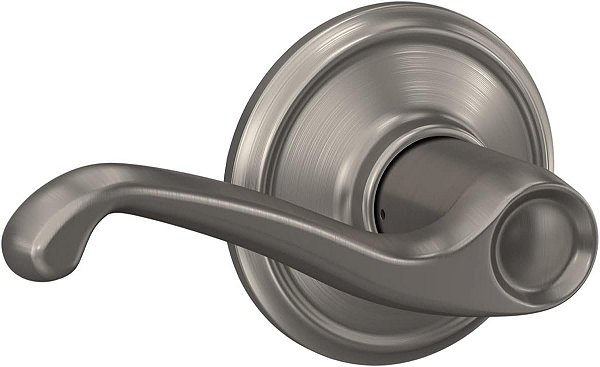 Maçaneta da Porta Schlage F10 FLA 619 Flair, Fechadura de Passagem para Hall & Closet, Níquel Acetinado