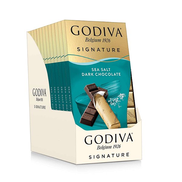 Godiva Chocolatier Barras Mini Assinatura, Chocolate Amargo com Sal Marinho, 12 unidades (8 unidades cada)