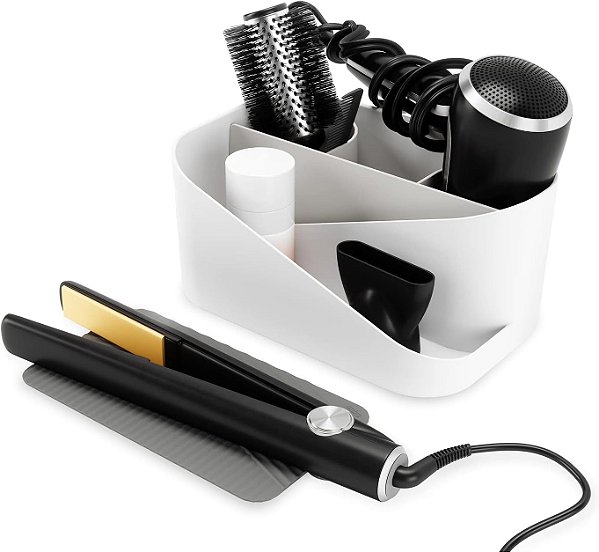 Organizador de Cosméticos e Acessórios Glam da Umbra, Ferramenta para Cabelo, Branco