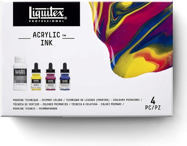 Tinta acrílica profissional Liquitex, 1 oz (30 ml), técnica de despejo, cores primárias, conjunto de 4