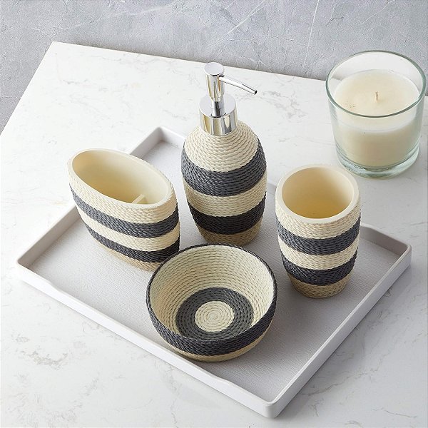 Coleção Doce de Acessórios para Banheiro: Coleções Únicas, Decoração Moderna, Clássica e Contemporânea, Designs Decorativos e Lindos para Banheiro e Chuveiro, Conjunto de 4 Peças, Pacote de