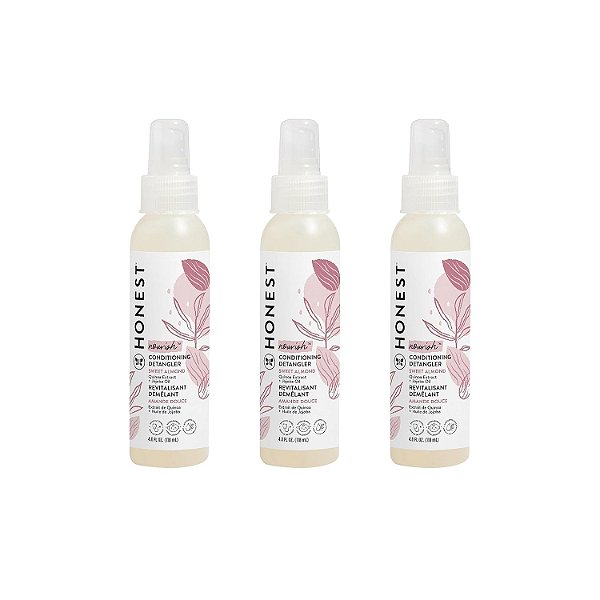 The Honest Company Condicionador e Desembaraçador de Cabelo 3-Pack | Condicionador sem enxágue + Spray Fortificante | Livre de lágrimas, Crueldade, Hipoalergênico | Nutrição de Amêndoa