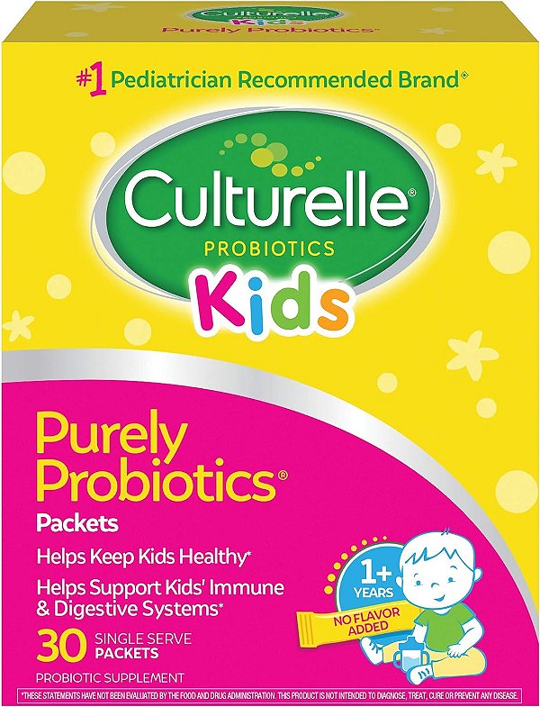 Suplemento diário probiótico Culturelle Kids - Ajuda a apoiar um sistema imunológico e digestivo saudável* - Marca Recomendada #1 por Pediatras - Para crianças a partir dos 3 anos - 30 pacotes