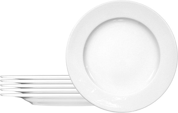 Louça comercial Seltmann Weiden, prato raso de porcelana Meran com borda, prato de sobremesa/pão, branco, 6,8 polegadas, conjunto de 6.