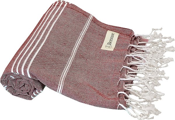 Toalha Turca Anatolia 100% Algodão Bersuse - 37x70 polegadas, Borgonha