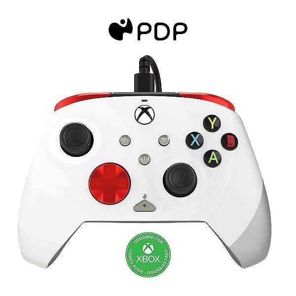 Controle com Fio Avançado Licenciado para Xbox Series X|S/Xbox One/PC, Customizável, com Suporte de Aplicativo - Branco Radial