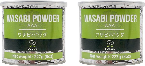 Pó de Wasabi Premium Soeos 2 Pacotes de 8oz, Total de 16 oz, com Wasabi Real, Pó de Qualidade AAA, Pó de Sushi, Raiz para Sushi, A granel fresco.
