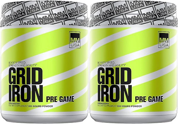Suplemento em pó para a dieta pré-jogo MMUSA Gridiron, morango, 800 gramas (pacote com 2)