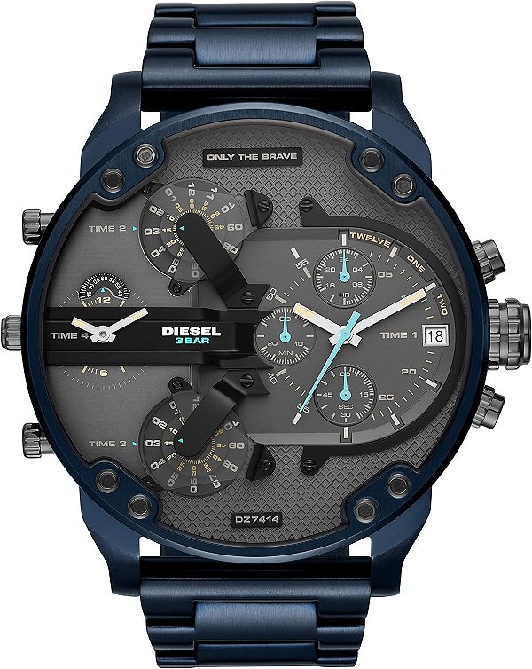 Relógio Diesel Mr. Daddy 2.0 para Homens com Mostrador de Cronógrafo Oversized e Pulseira de Aço Inoxidável, Silicone ou Couro