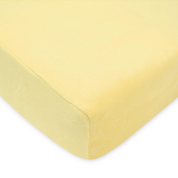 Lençol Ajustável para Berço em Chenille Heavenly Soft TL Care 28 x 52, Aconchegante e Confortável, em Chenille Neutro, Amarelo, para Meninos e Meninas, Serve para Colchões de Berço e