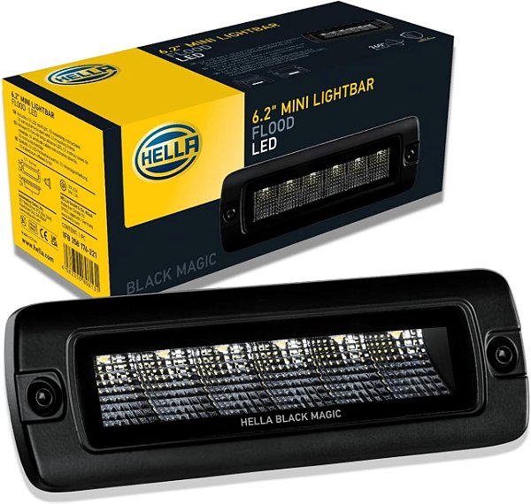 HELLA 358176221 Série Black Magic LED Mini Lightbar 6.2'' Montagem Embutida - Luz de Inundação de LED - Luzes de Condução Off Road para SUV ATV Caminhão Barco Trator Motocicleta