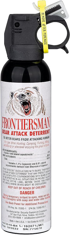 SABRE Frontiersman Spray de Urso 9.2 oz (Opções de Bolsa e Opções de Multi-Pack) - Força Máxima, Alcance Máximo e Maior Barreira Protetora por Rajada! - Eficaz Contra Todos